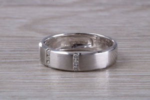5 mm Wide Diamond set 18ct White Gold Wedding Band