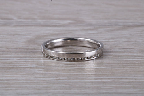 Full Circle Diamond set 3mm Wide White Gold Band