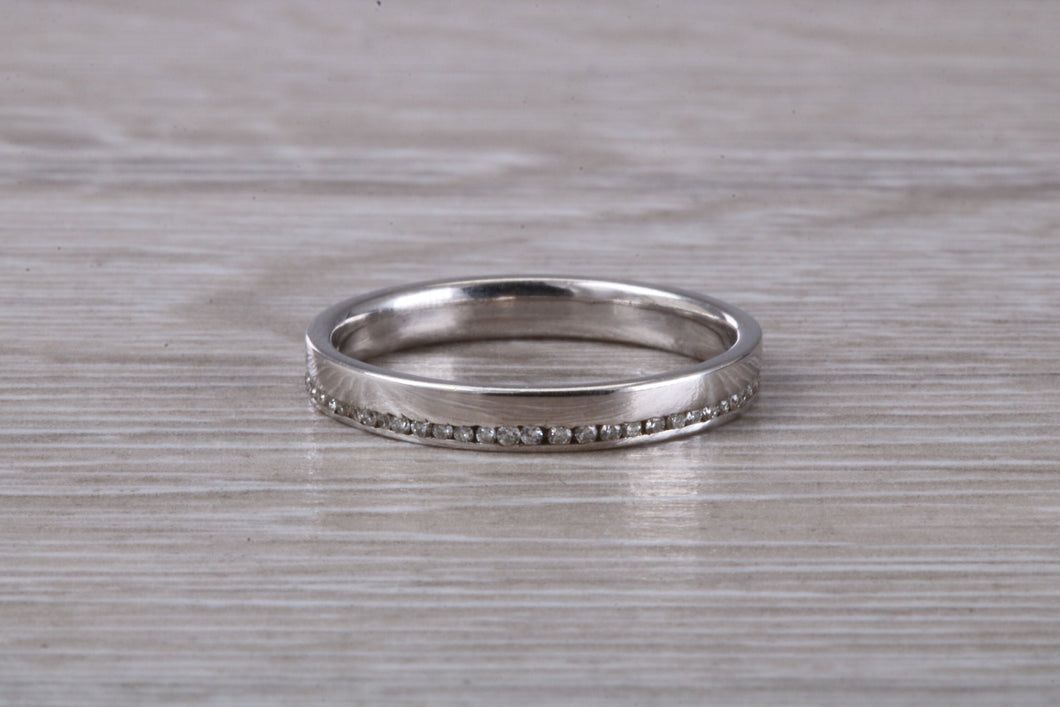 Full Circle Diamond set 3mm Wide White Gold Band