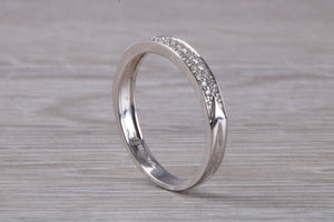Two Rows of Natural Diamonds set 18ct White Gold Band