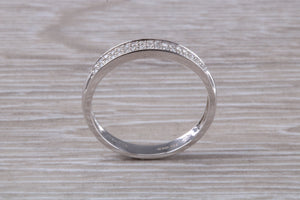 Two Rows of Natural Diamonds set 18ct White Gold Band