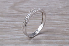 Load image into Gallery viewer, Two Rows of Natural Diamonds set 18ct White Gold Band