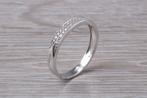 Two Rows of Natural Diamonds set 18ct White Gold Band