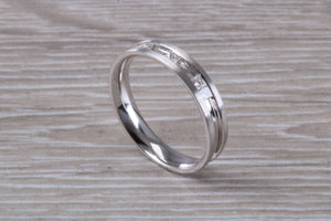 4 mm Wide Diamond set 18ct White Gold Band