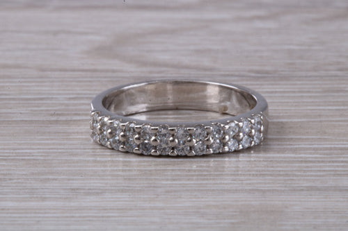 Two Row Half Circle set Diamond Wedding Band