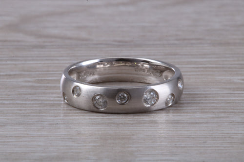 Brushed Finish Diamond set Wedding Band