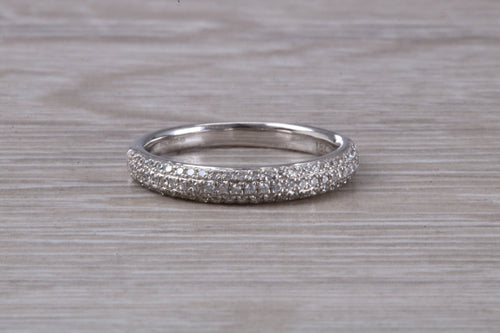 Pave Diamond set 18ct White Gold Band