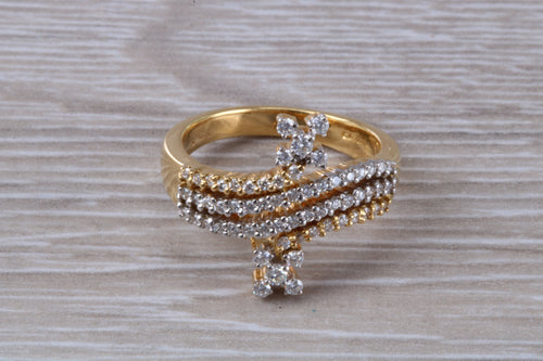 Very Dressy Diamond Set Swirl Ring in 18ct Yellow Gold