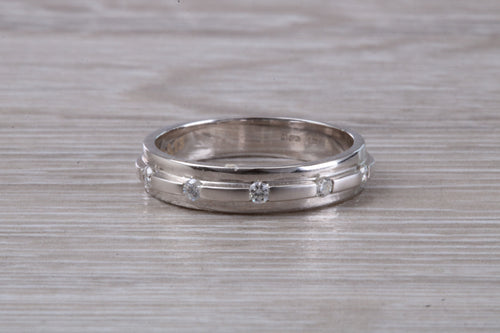 4 mm Wide Diamond set 18ct White Gold Band