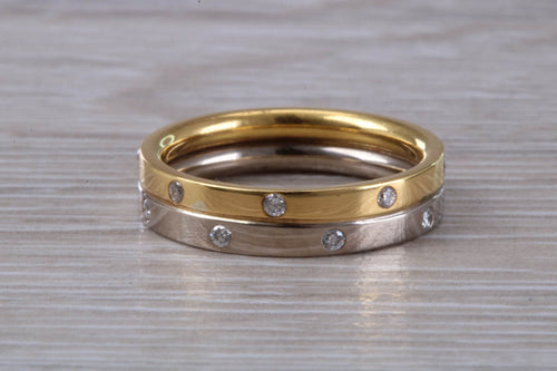 5 mm Wide Two Tone Gold Circle Diamond set Band