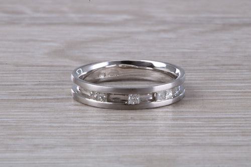 Princess cut Diamond set 18ct White Gold Band