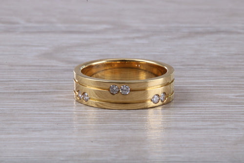 6 mm wide Diamond set 18ct Gold Band