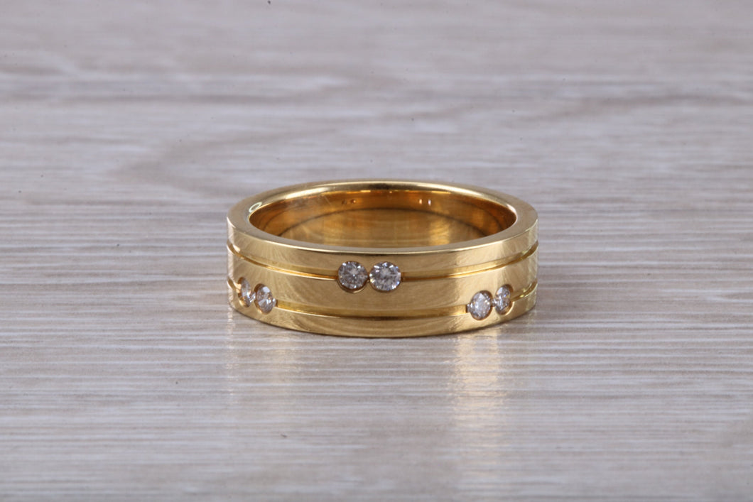 6 mm wide Diamond set 18ct Gold Band