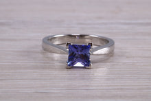 Load image into Gallery viewer, Classic Square cut Tanzanite set Platinum Solitaire