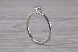 Dainty One carat Moissanite Diamond Platinum Solitaire
