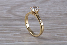 Load image into Gallery viewer, Beautiful Charles and Colvard 1 carat Mossainte with Natural Diamonds set Ring