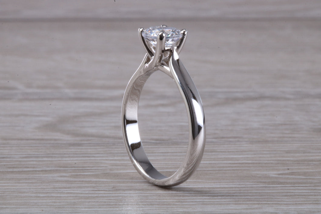 Chunky Platinum One carat Moissanite Diamond Solitaire