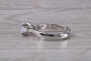 Chunky Platinum One carat Moissanite Diamond Solitaire