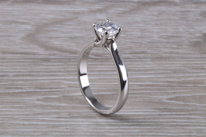Chunky Platinum One carat Moissanite Diamond Solitaire