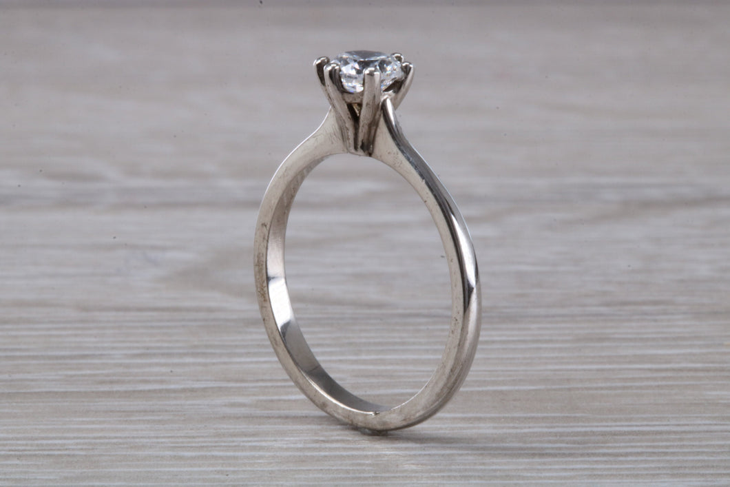 Petite Hlaf carat Moissanite Diamond set Solitaire