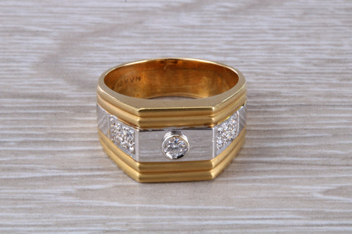 Gents Chunky Diamond set 18ct Gold Signet Ring