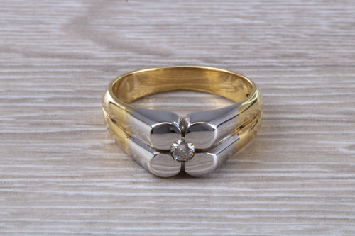 Gents Two Tone 18ct Gold Diamond set Signet Ring