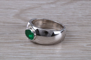 Gents Chunky One carat Natural Emerald set Ring