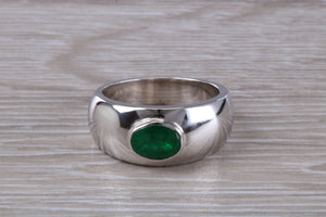 Gents Chunky One carat Natural Emerald set Ring