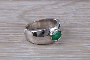 Gents Chunky One carat Natural Emerald set Ring