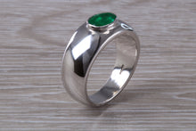 Load image into Gallery viewer, Gents Chunky One carat Natural Emerald set Ring