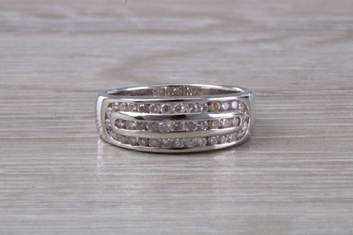 Three Row, 5 mm wide Diamond set Ring