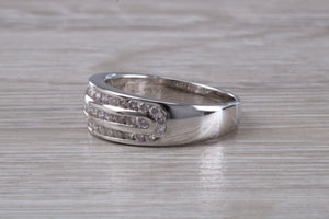Three Row, 5 mm wide Diamond set Ring