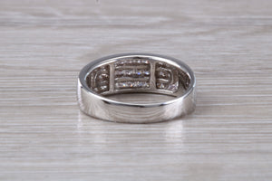 Three Row, 5 mm wide Diamond set Ring