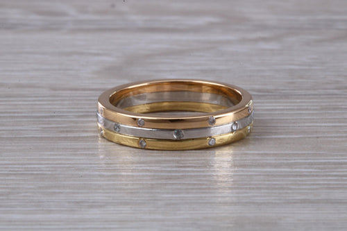 Three Tone Diamond set Wedding Band