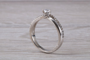 Twist Shank Shoulder Diamond set White Gold Ring