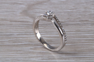 Twist Shank Shoulder Diamond set White Gold Ring