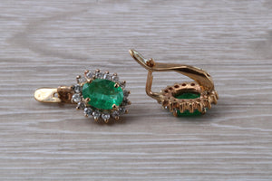 Emerald and Diamond set Yellow Gold Earrings