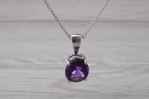 Natural Oval cut Amethyst set Gold Necklace