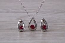 Load image into Gallery viewer, Round cut Burmese Ruby set Necklace With Matching Earrings