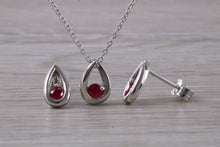Load image into Gallery viewer, Round cut Burmese Ruby set Necklace With Matching Earrings