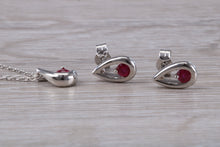 Load image into Gallery viewer, Round cut Burmese Ruby set Necklace With Matching Earrings