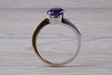 Load image into Gallery viewer, Two carat Amethyst set in 18ct White and Yellow Gold Twist Ring