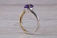 Load image into Gallery viewer, Two carat Amethyst set in 18ct White and Yellow Gold Twist Ring