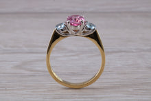 Load image into Gallery viewer, Pink and Blue Topaz set 18ct Yellow Gold Ring
