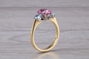 Pink and Blue Topaz set 18ct Yellow Gold Ring
