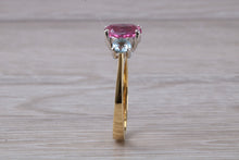 Load image into Gallery viewer, Pink and Blue Topaz set 18ct Yellow Gold Ring
