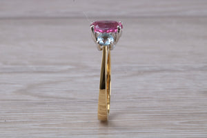 Pink and Blue Topaz set 18ct Yellow Gold Ring