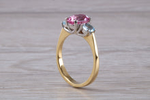 Load image into Gallery viewer, Pink and Blue Topaz set 18ct Yellow Gold Ring
