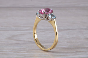 Pink and Blue Topaz set 18ct Yellow Gold Ring