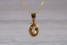 Load image into Gallery viewer, Oval cut Citrine set Yellow Gold Necklace